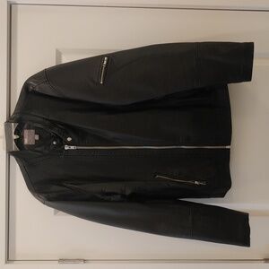 ASOS Black Faux Leather Fitted Bomber Jacket